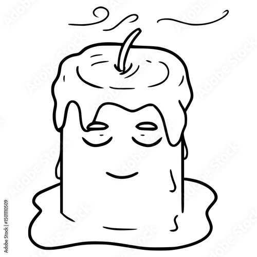 candle character sleep illustration outline isolated vector