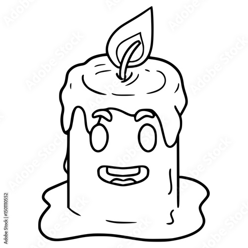 candle lit character illustration outline isolated vector