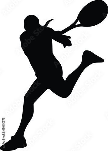 Tennis Serve Silhouette: Dynamic silhouette of a tennis player executing a powerful serve, capturing the energy and athleticism of the sport.