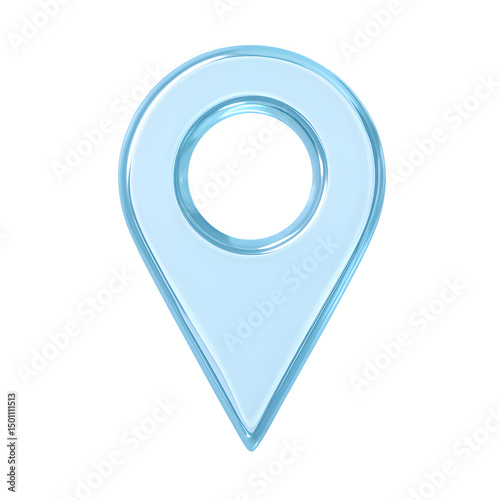 3D Glassy Location Pin Icon