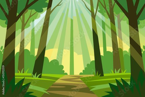 realistic illustration of a springtime forest with.svg