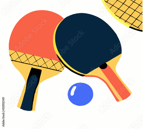 Two Ping Pong Paddles and Ball: Table Tennis