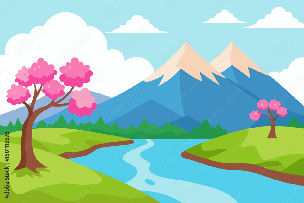 Fototapeta premium realistic spring nature background with a peaceful.svg