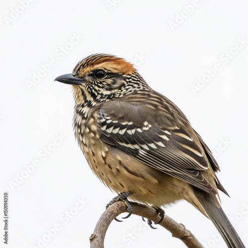 A sparrow on the branch isolated on white background.