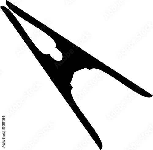 Clothespin Silhouette: A bold black silhouette of a classic clothespin set against clean backdrop evokes a sense of everyday utility and nostalgic simplicity.