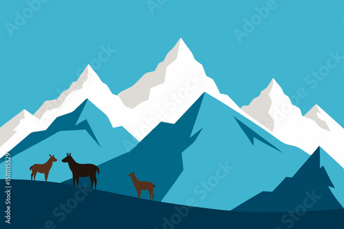 serene view of the andes with wild llamas trekking 
