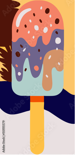 Melting Popsicle Illustration: Colorful Summer Treat