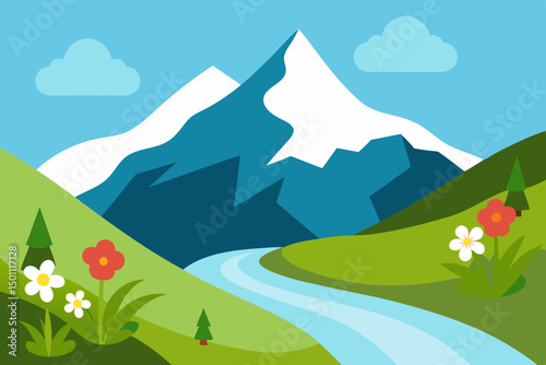 spring mountainside with snowmelt streams  bloomin.svg
