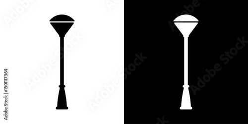 Street lamps icon. Devices for illumination of entryway, porch, walkway, path, garden, yard, park. Vector flat icon set.