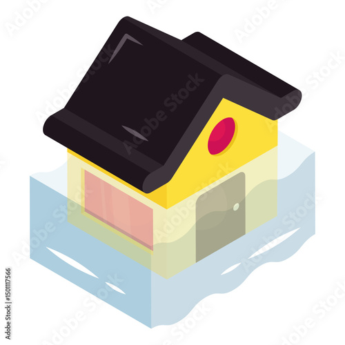 Flood icon in isometric design isolated on white background 