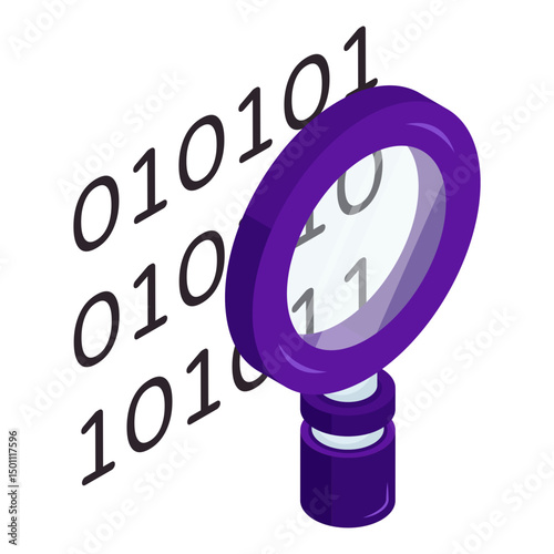An editable design icon of search binary data 