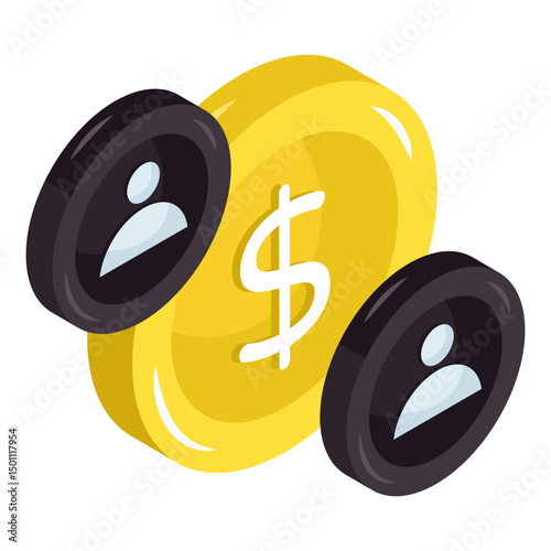 Dollar with avatars showcasing investors icon 