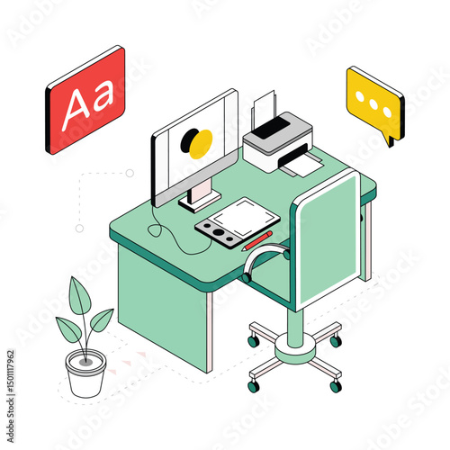 Packing Machine Isometric Style Illustration. EPS 10 File