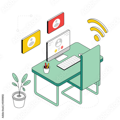 Manufacturing Process Isometric Style Illustration. EPS 10 File