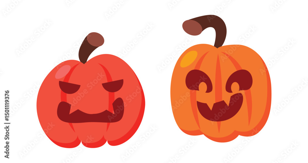 Fototapeta premium Vector Flat halloween pumpkins collection