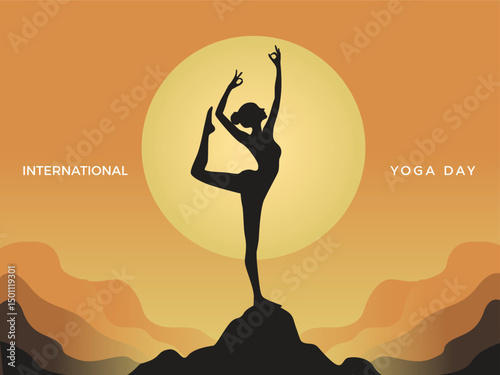 international yoga day poster minimalist vector illustration, meditation, soul, calm