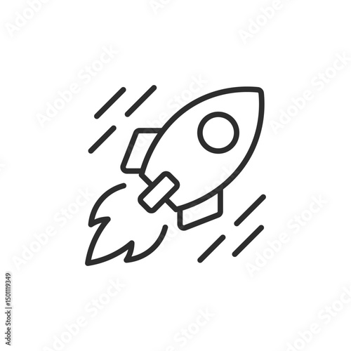 This striking rocket line icon symbolizes startups, tech advancements, and innovation, offering a versatile design for customization in branding, marketing, or illustrating entrepreneurial journeys