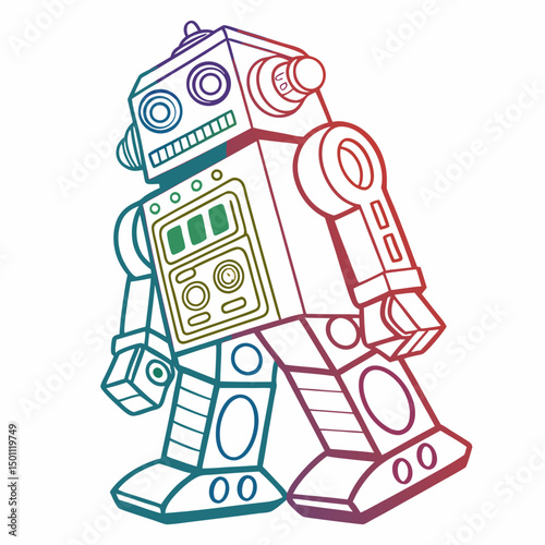 robot vector silhouette illustration isolated on white background