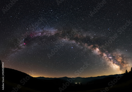 Stunning Milky Way Galaxy Panorama  Night Sky Photography isolated on transparent background
