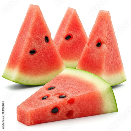 Slices of watermelon isolated on white background.