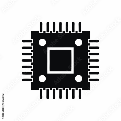 Computer Chip icon vector silhouette illustration isolated on white background