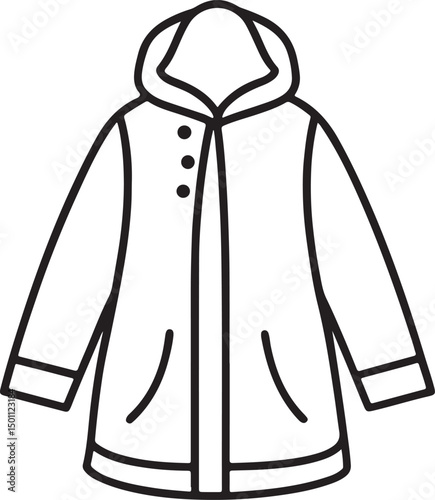 raincoat line art, black outline, vector and illustration, coloring book page line art drawing
