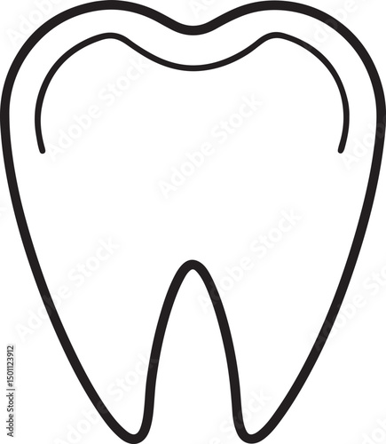 tooth line art, black outline, vector and illustration, coloring book page line art drawing