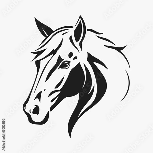 Horse head silhouette, horse head logo, animal emblem, horse symbol, vector illustration	