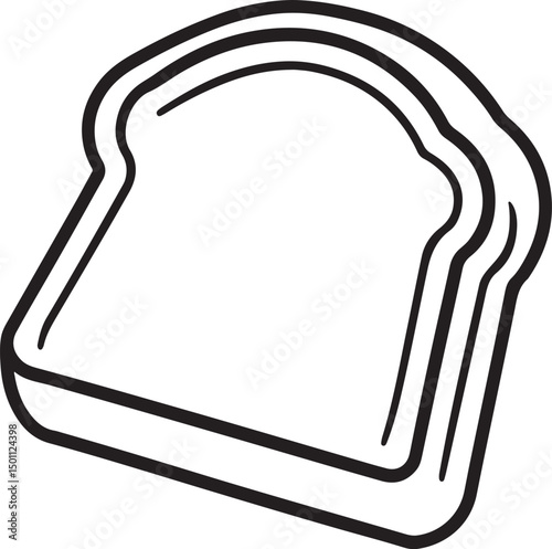 toast line art, black outline, vector and illustration, coloring book page line art drawing