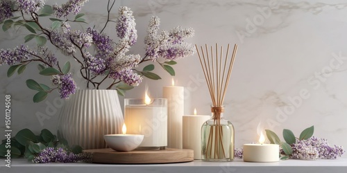 Minimalist Home Decor with Aroma Diffuser and Scented Candles for Relaxing Atmosphere