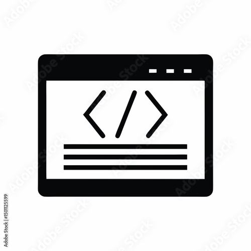 code icon vector silhouette illustration isolated on white background