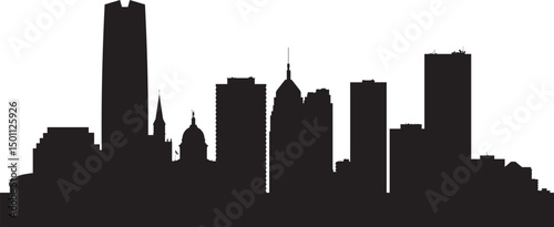 Urban Silhouette: A striking cityscape silhouette against a bright , showcasing architectural diversity and urban vitality.