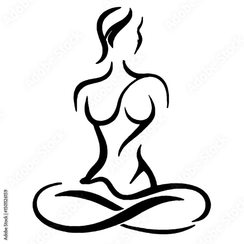 Serene Seated Female Figure in Minimalist Meditation Pose with Contemplative Design