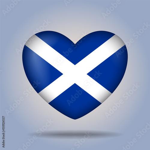 Scotland flag heart button Isolated on color gradient background. Exclusive banner flag