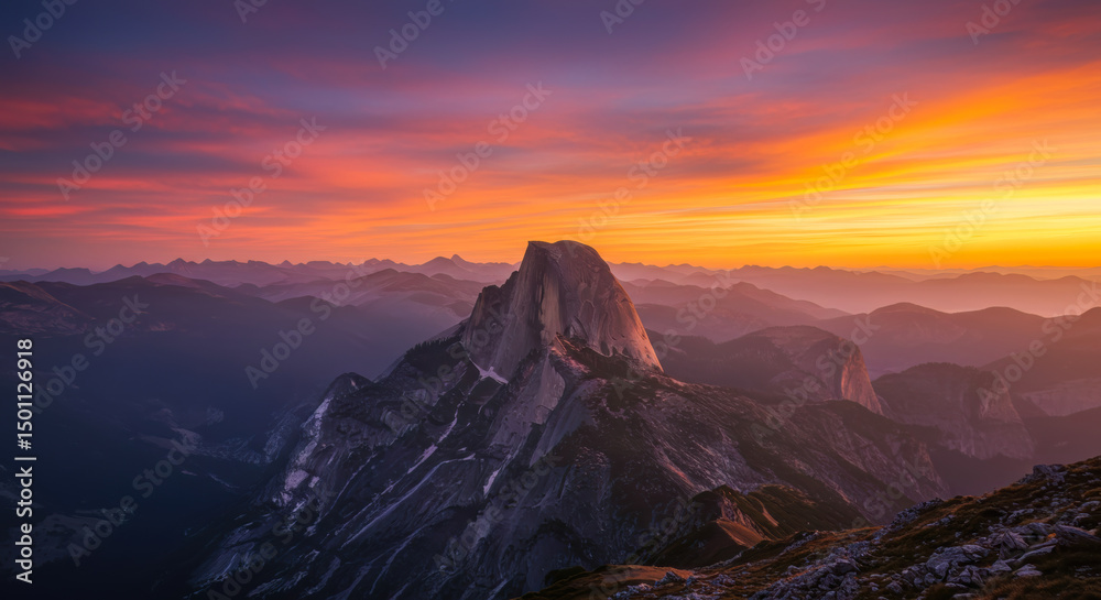 Obraz premium Majestic Mountain Peak at Sunrise Dramatic Landscape Photography