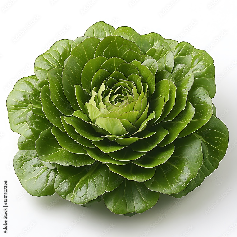 Obraz premium Fresh green lettuce head isolated on a white background ideal for healthy eating concepts with high resolution photo