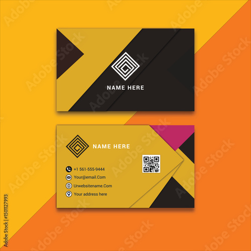 professional business card design with modern color scheme and qr code