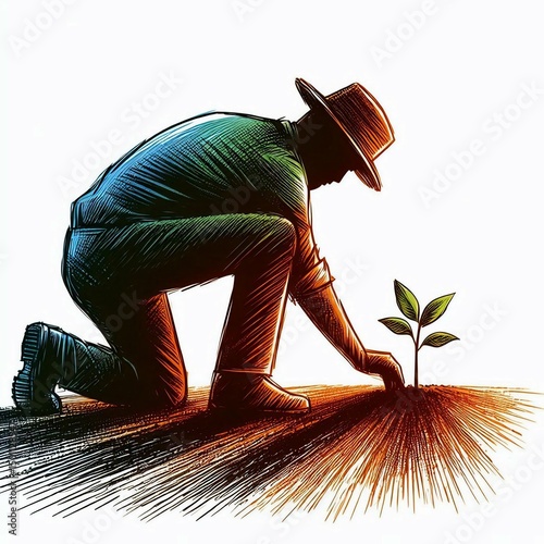Nurturing Growth Hand Planting Seedling Suitable for Marketing Material