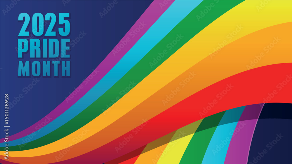 Obraz premium Pride design concept. LGBT Abstract background with Symbols and geometric forms in rainbow colors against blue background. Rainbow community poster for LGBT History Month.