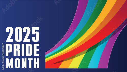 Pride design concept. LGBT Abstract background with Symbols and geometric forms in rainbow colors against blue background. Rainbow community poster for LGBT History Month.