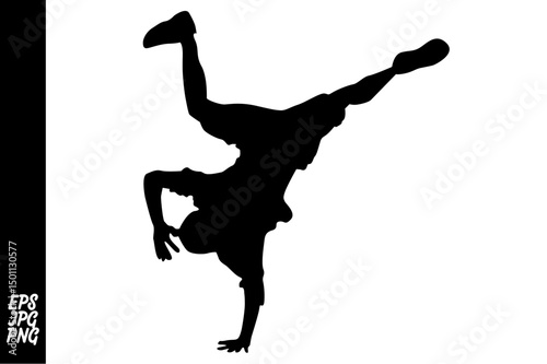 Silhouette of a Dynamic Breakdancer: A dynamic silhouette captures the essence of breakdancing, depicting an agile figure mid-move.