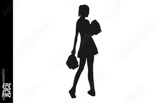 Cheerleader silhouette: A stylized silhouette captures a cheerleader, pom-poms in hand, ready for action and embodying team spirit and energy.