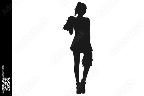 Cheerleader Silhouette: Dynamic vector silhouette of a cheerleader in action, embodying the spirit of competition and team support. Perfect for representing energy and school spirit.