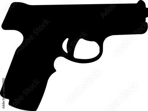 Pistol icon in flat from army and war isolated on transparent background