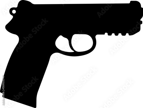 Pistol icon in flat from army and war isolated on transparent background