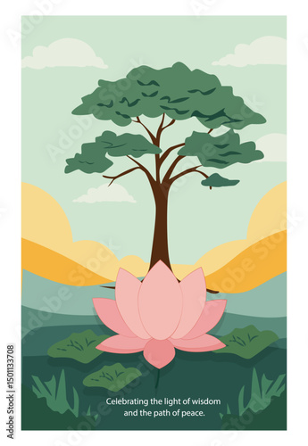 Buddha Purnima Enlightenment and Peace Vector Art-01