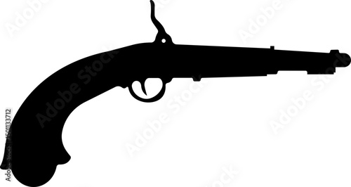 Pistol icon in flat from army and war isolated on transparent background