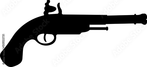 Pistol icon in flat from army and war isolated on transparent background