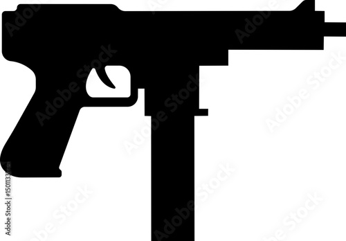 Pistol icon in flat from army and war isolated on transparent background