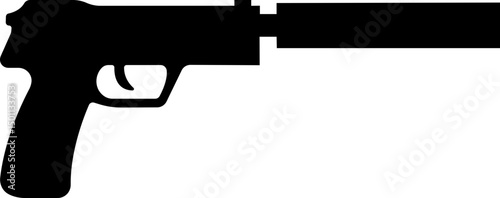 Pistol icon in flat from army and war isolated on transparent background